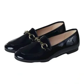 1200 - Navy Patent Leather Flat Loafer for Girl/Boy by London Kids