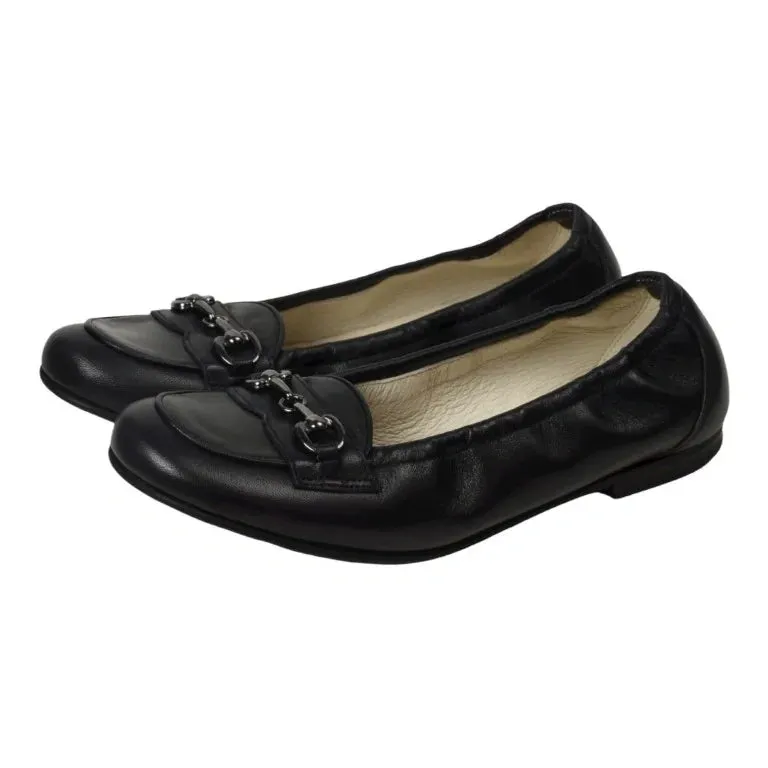 1201 - Navy Soft Leather Flat Loafer for Girl by London Kids