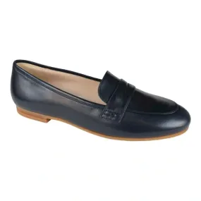 1308 - Navy Soft Leather Flat Loafer for Girl by London Kids