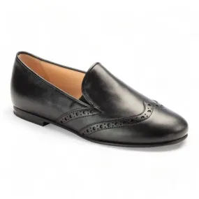 1631 - Black Soft Leather Flat Loafer for Boy by London Kids