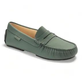 2485 - Olive Green Sahara Leather Soft Loafer for Girl by London Kids