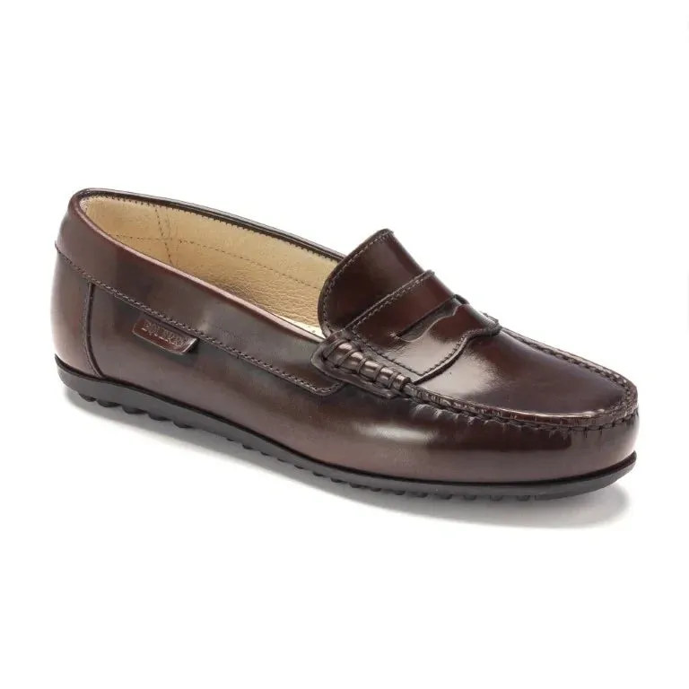 2487 - Brown Polished Leather Soft Loafer for Girl by London Kids