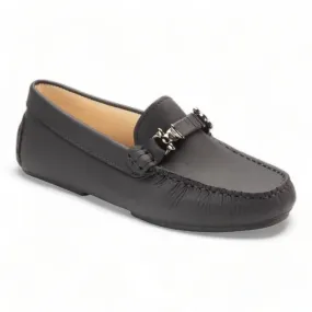 2498 - Black Sahara Leather Soft Loafer for Girl/Teen/Women by London Kids