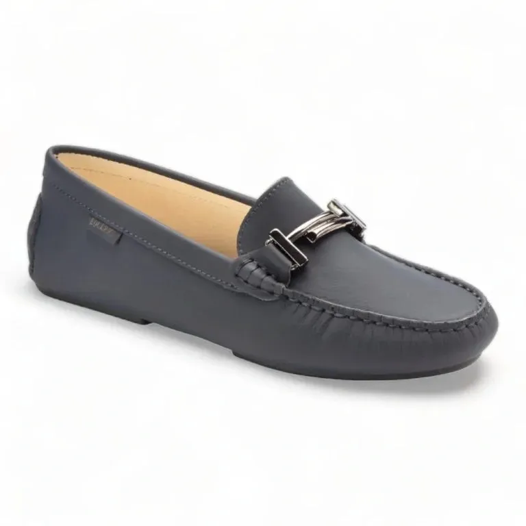 2632 - Navy Sahara Leather Soft Loafer for Girl by London Kids