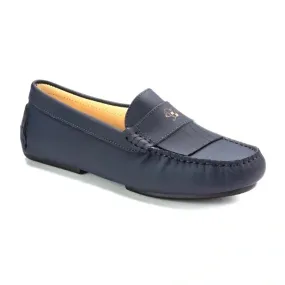 2698 - Navy Sahara Leather Soft Loafer for Girl by London Kids