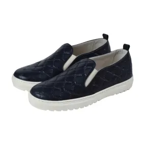 802l - Navy Soft Leather Sneaker for Girl by London Kids