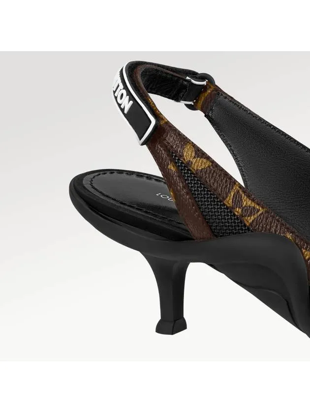 Archlight Logo Monogram Canvas Slingback Heels Black