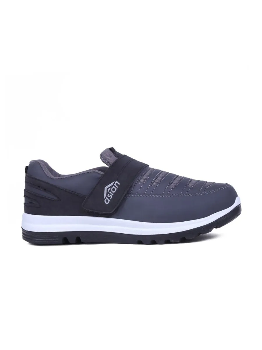 ASIAN Men Grey Textured Slip-On Sneakers