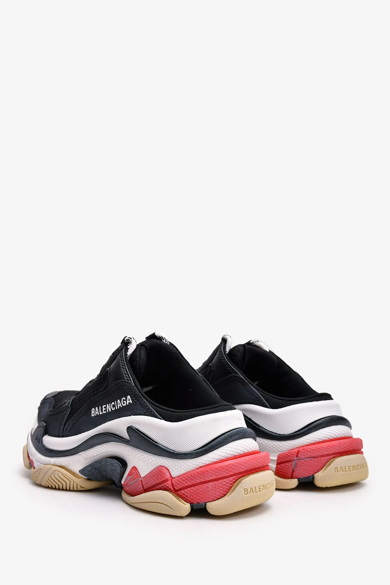 Balenciaga Black/Red Triple S Slip-On Sneakers Size 35