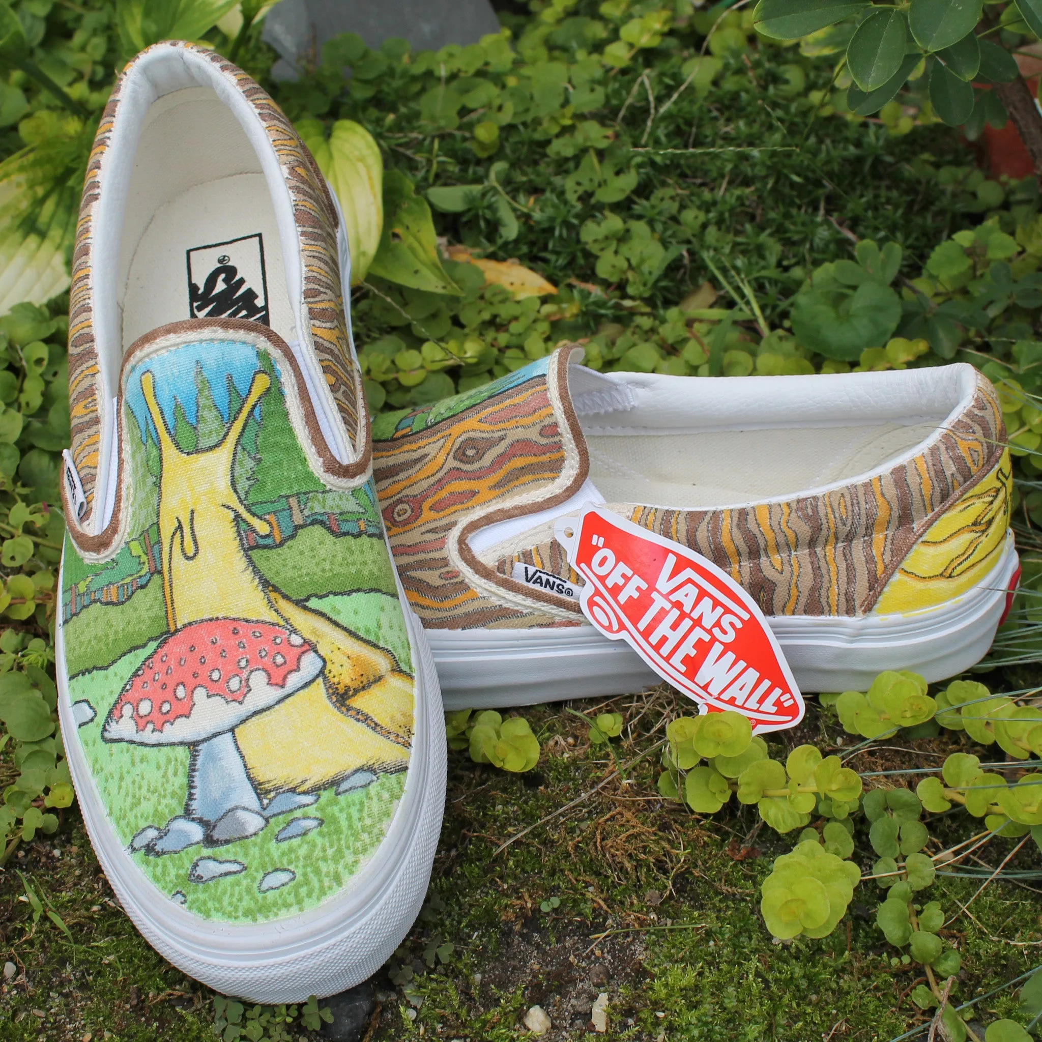 Banana Slug custom Vans Slip On Sneakers