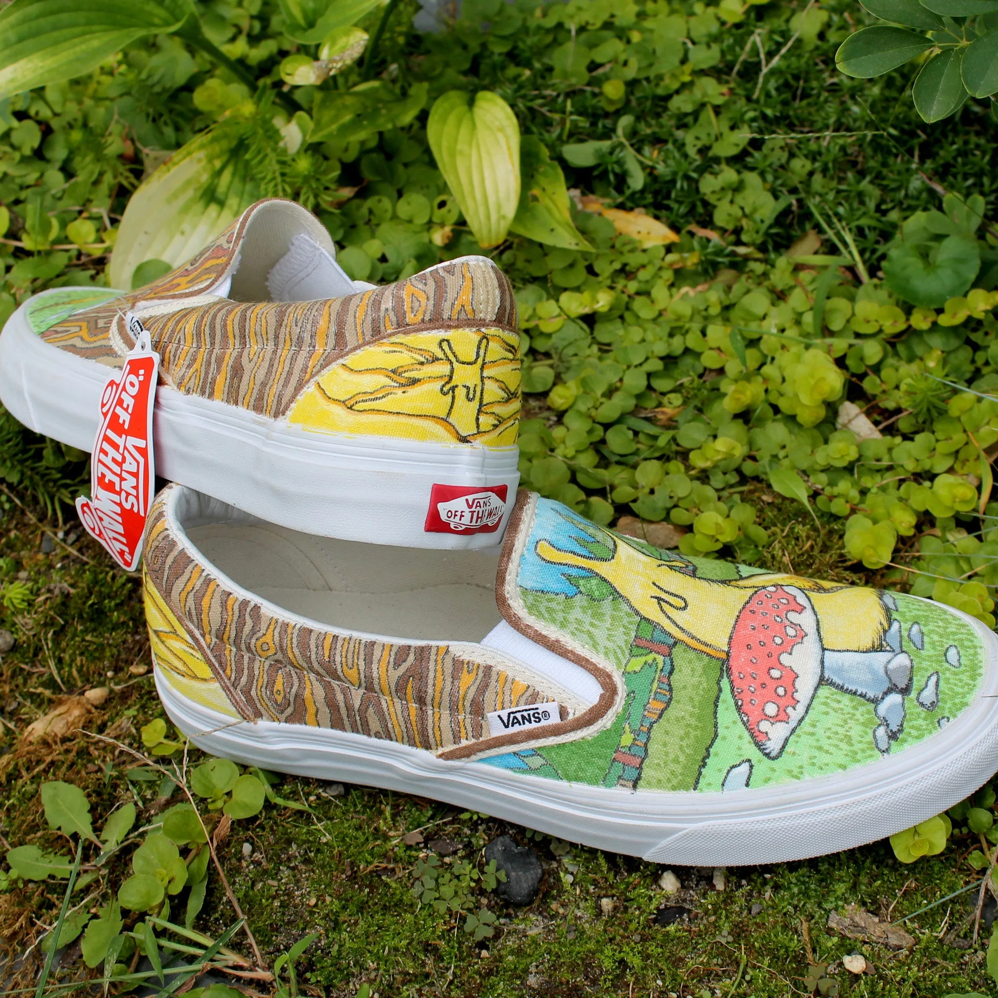 Banana Slug custom Vans Slip On Sneakers