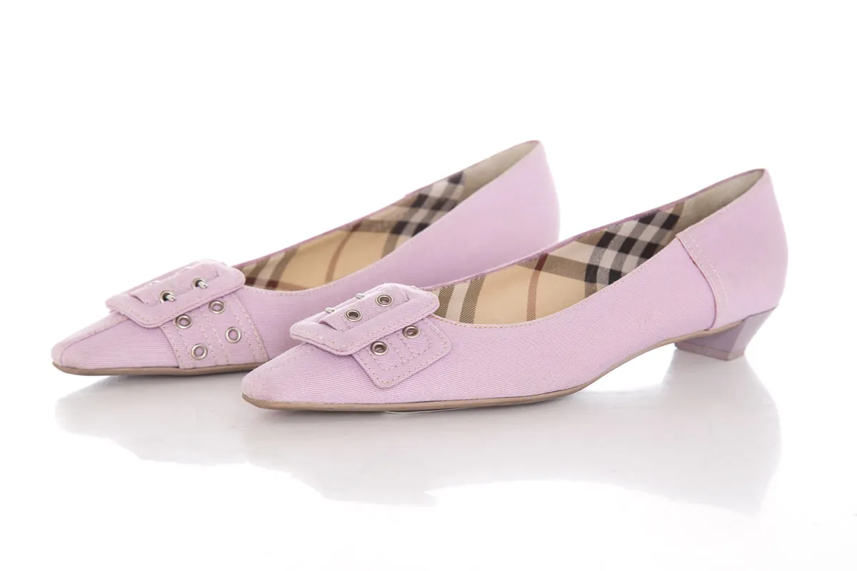 Burberry Lilac Buckle Pointed Toe Flats SZ 37.5