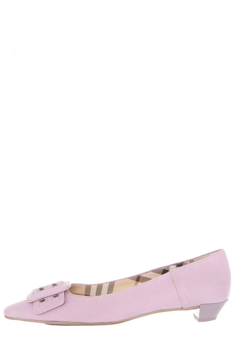 Burberry Lilac Buckle Pointed Toe Flats SZ 37.5