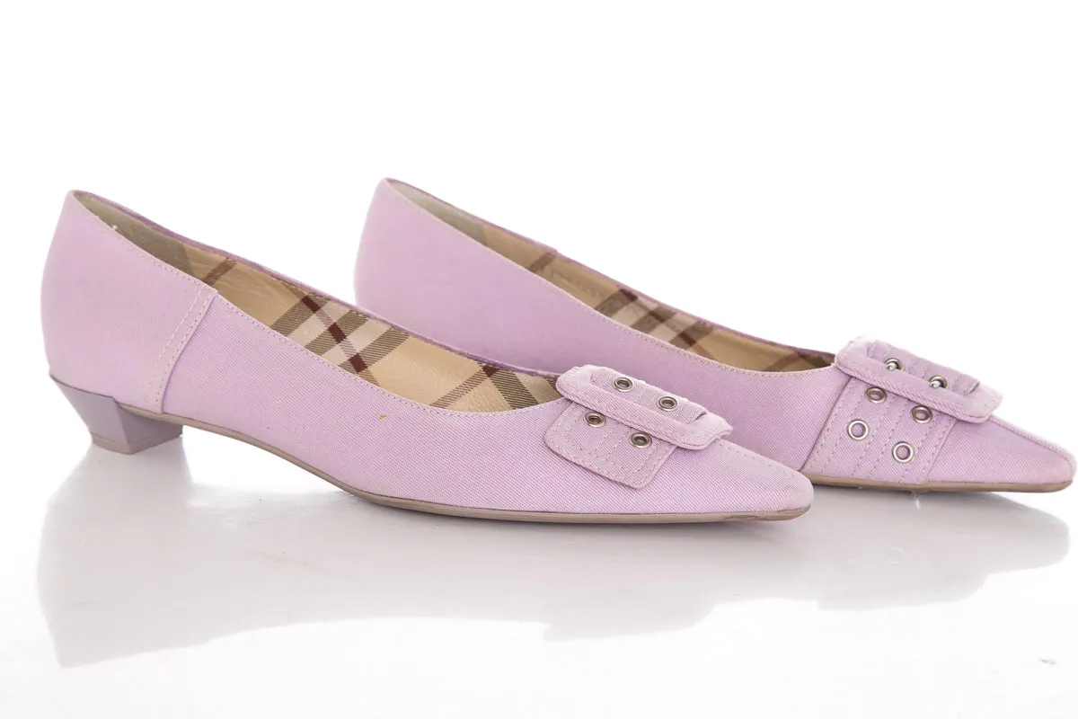 Burberry Lilac Buckle Pointed Toe Flats SZ 37.5