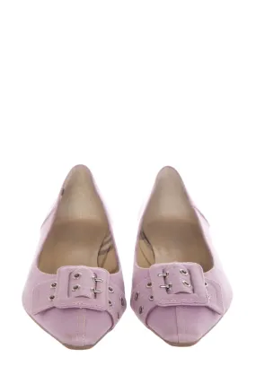 Burberry Lilac Buckle Pointed Toe Flats SZ 37.5