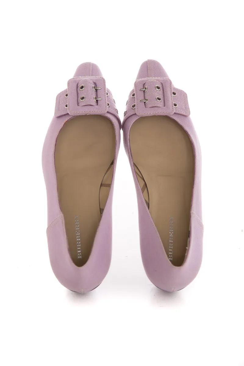 Burberry Lilac Buckle Pointed Toe Flats SZ 37.5