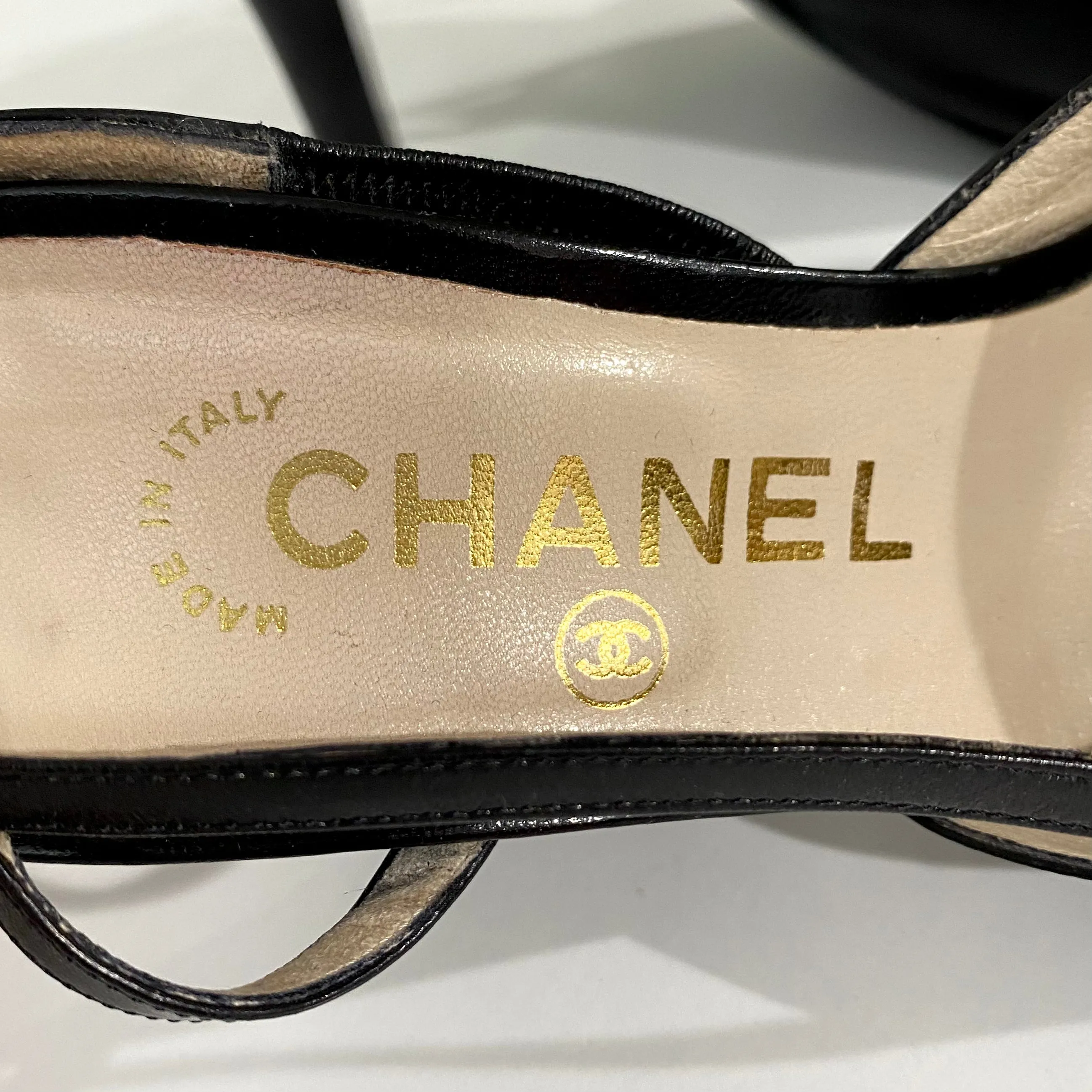 Chanel Vintage Black Slingback Heels