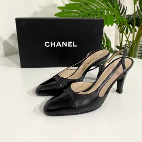 Chanel Vintage Black Slingback Heels