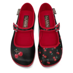 Chocolaticas® Cherry Black Women’s Mary Jane Flat Shoes