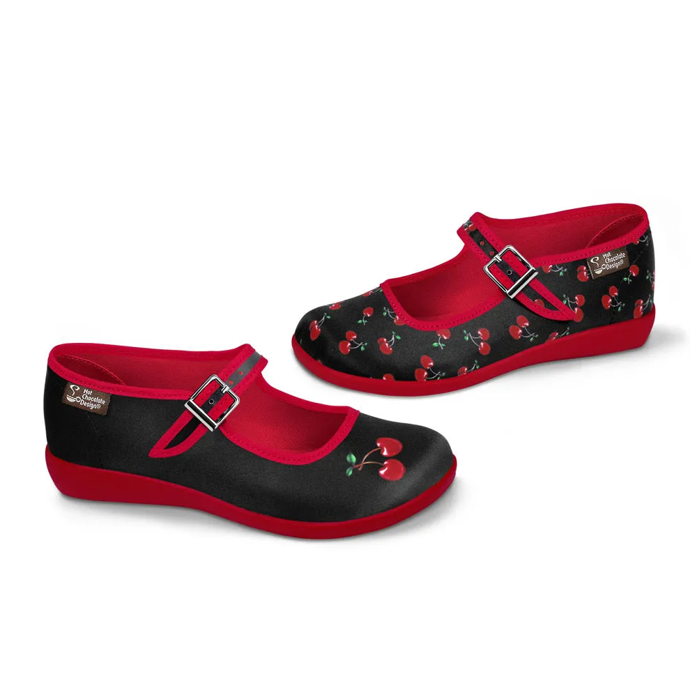 Chocolaticas® Cherry Black Women’s Mary Jane Flat Shoes