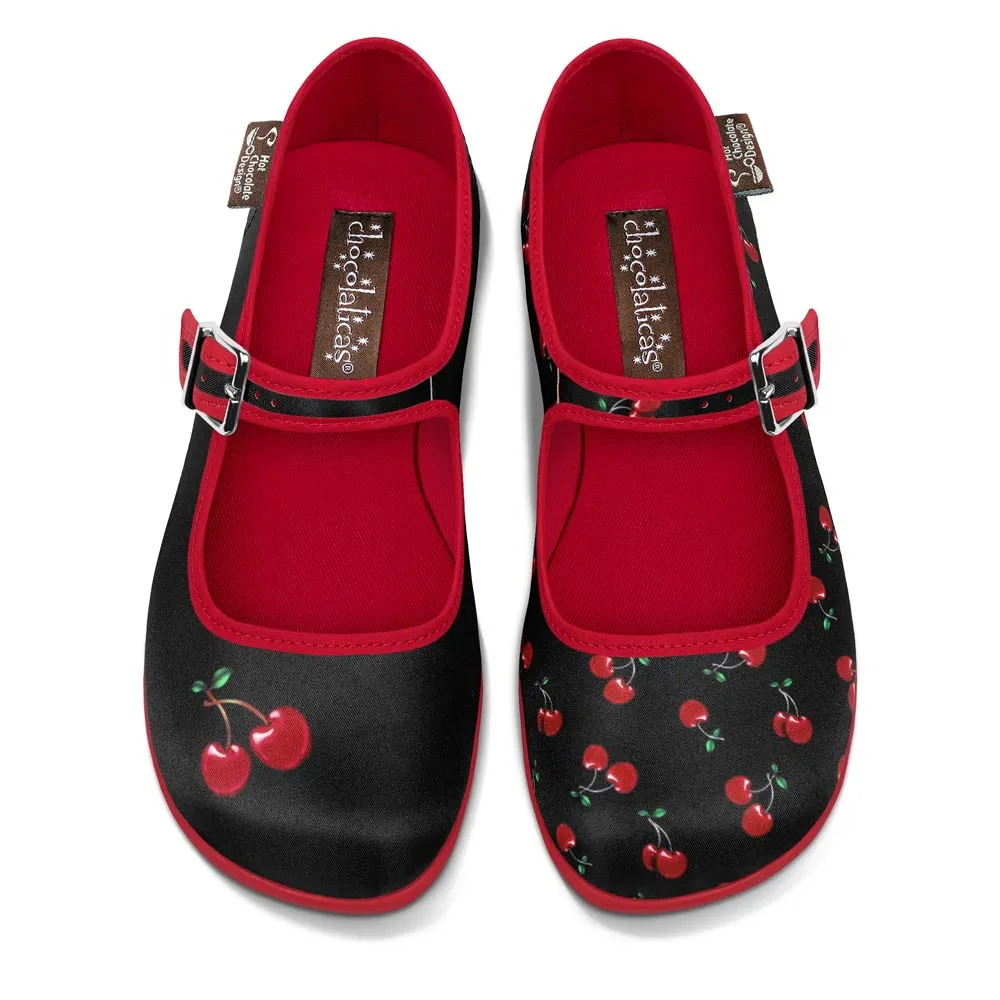 Chocolaticas® Cherry Black Women’s Mary Jane Flat Shoes