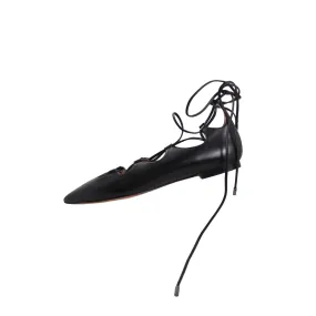 COACH Black Leather Lace-up Flats | Size US 11