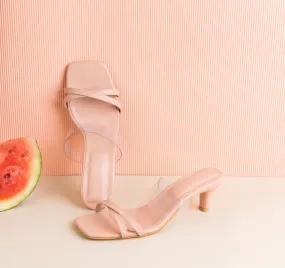 Coral Transparent Kitten Heels