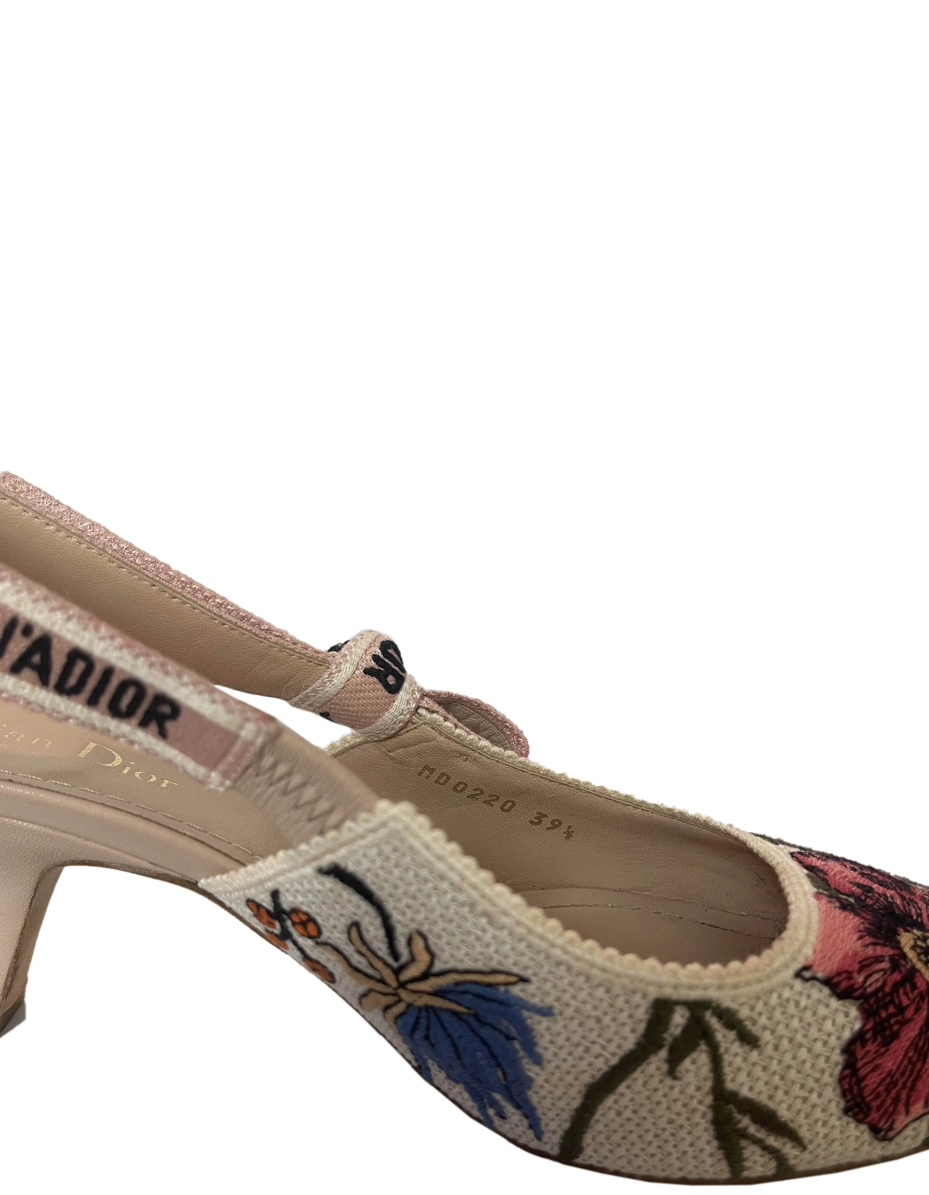 Dior Multicolor Floral Embroidered J'ADIOR Slingback Pumps sz 39.5