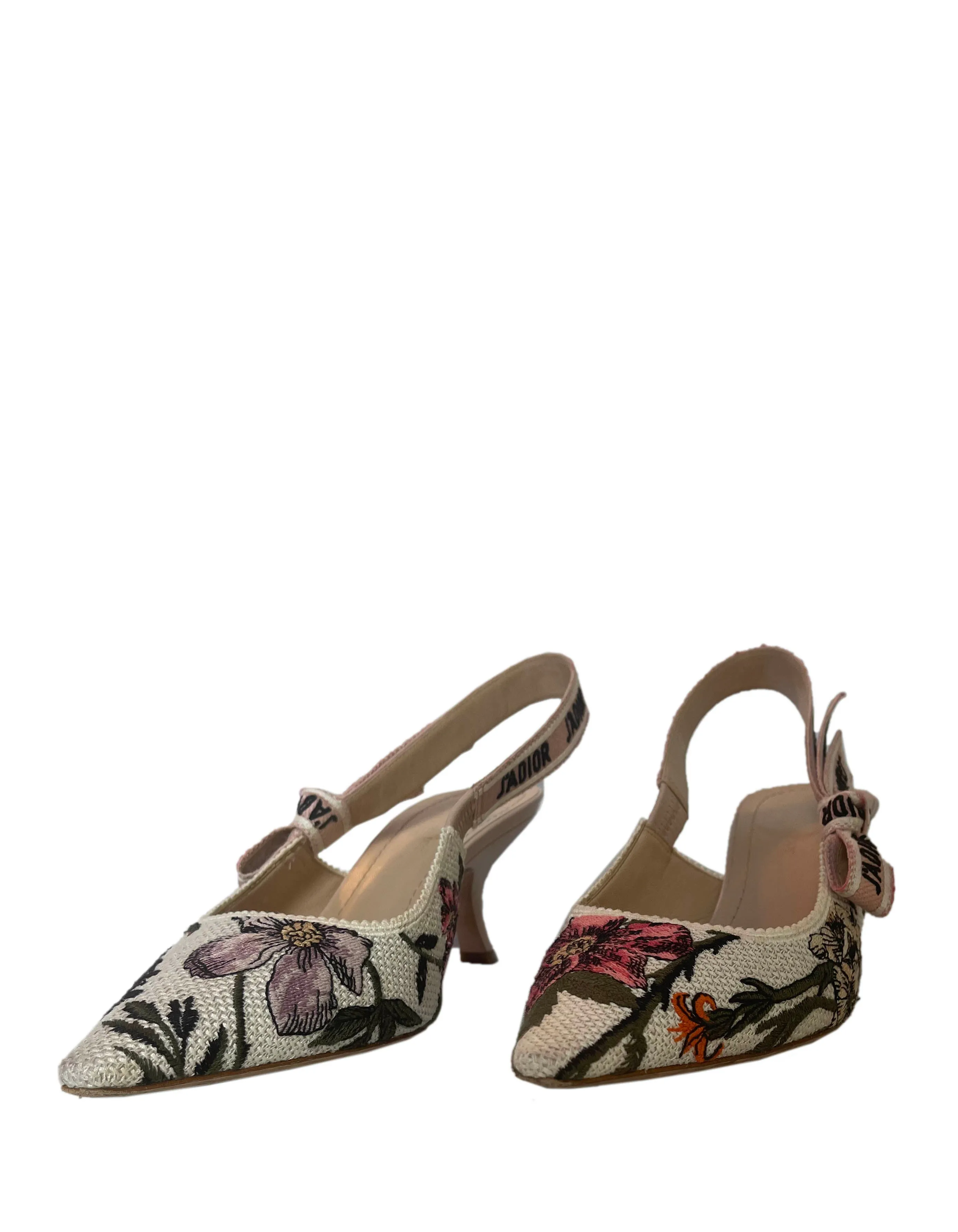 Dior Multicolor Floral Embroidered J'ADIOR Slingback Pumps sz 39.5