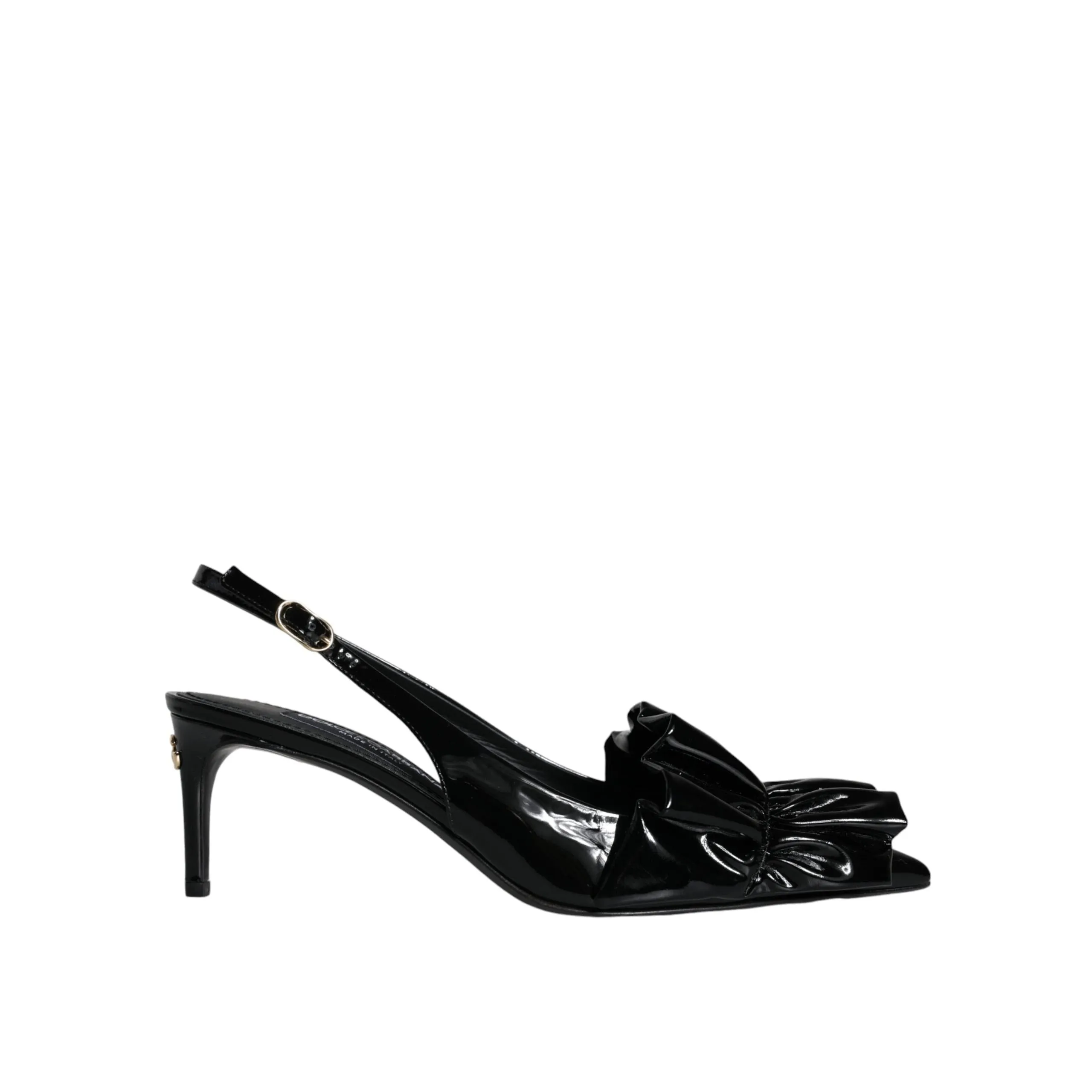 Dolce & Gabbana Black Patent Leather Heels Slingback Shoes