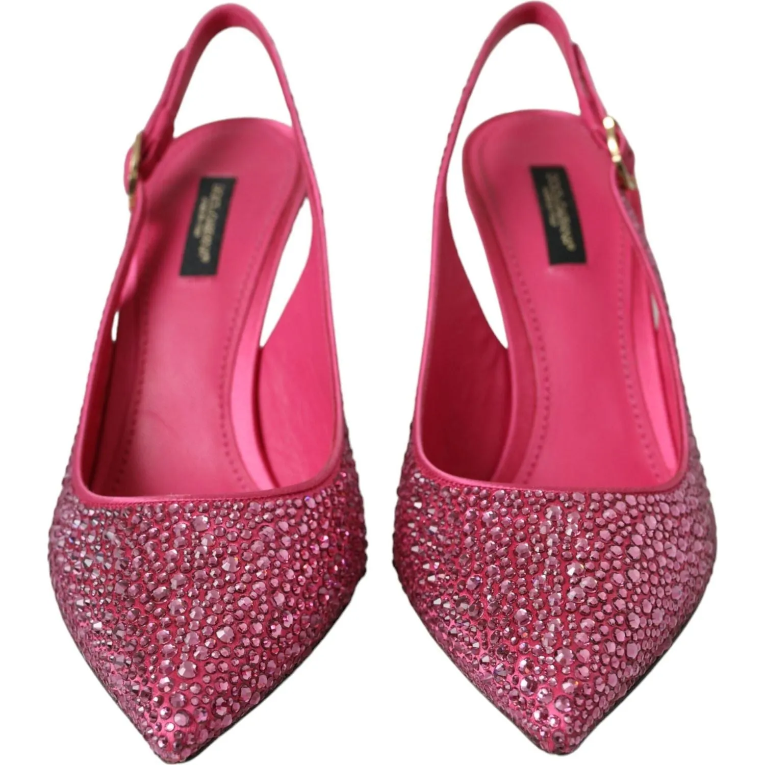 Dolce & Gabbana Pink Strass Crystal Heels Slingbacks Shoes