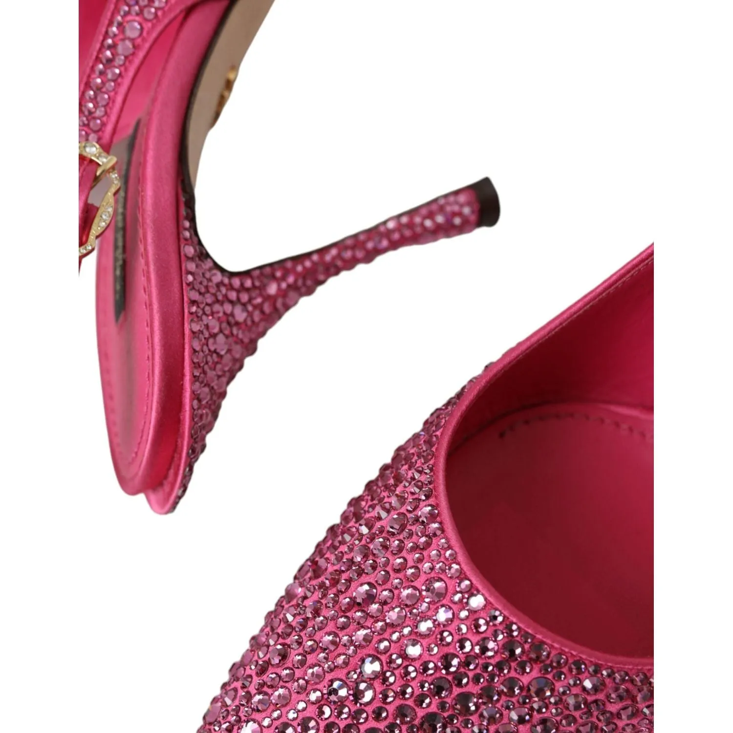 Dolce & Gabbana Pink Strass Crystal Heels Slingbacks Shoes