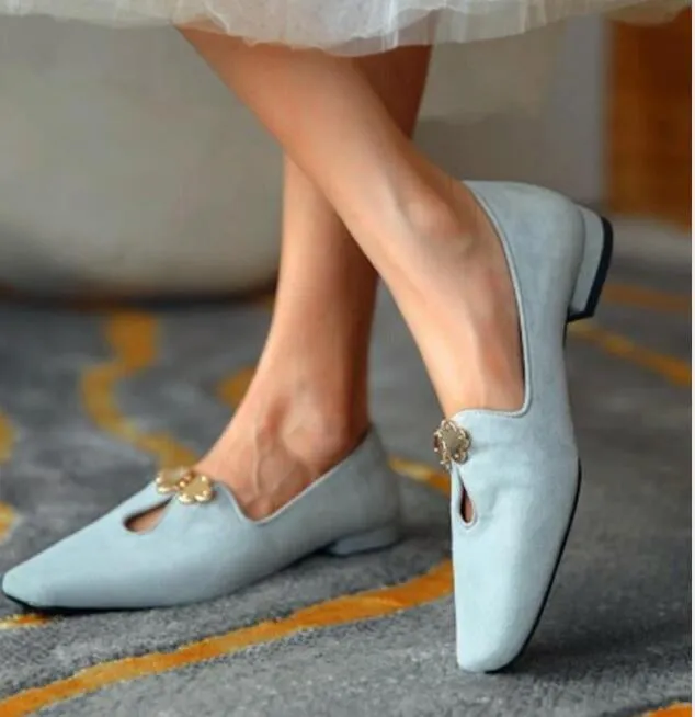 elveswallet Flat Round Toe Solid Color Single Shoes