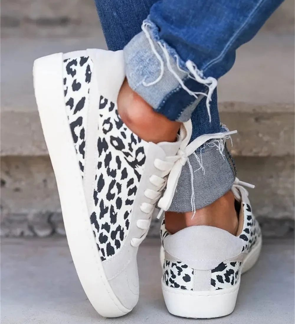 elveswallet Light Leopard Slip on Flat Canvas Sneakers