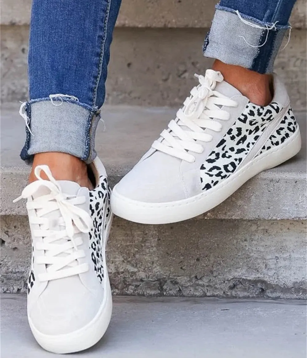 elveswallet Light Leopard Slip on Flat Canvas Sneakers