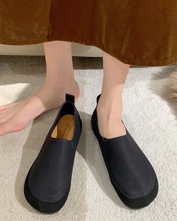 elveswallet Minimalist retro soft sole round toe loafers