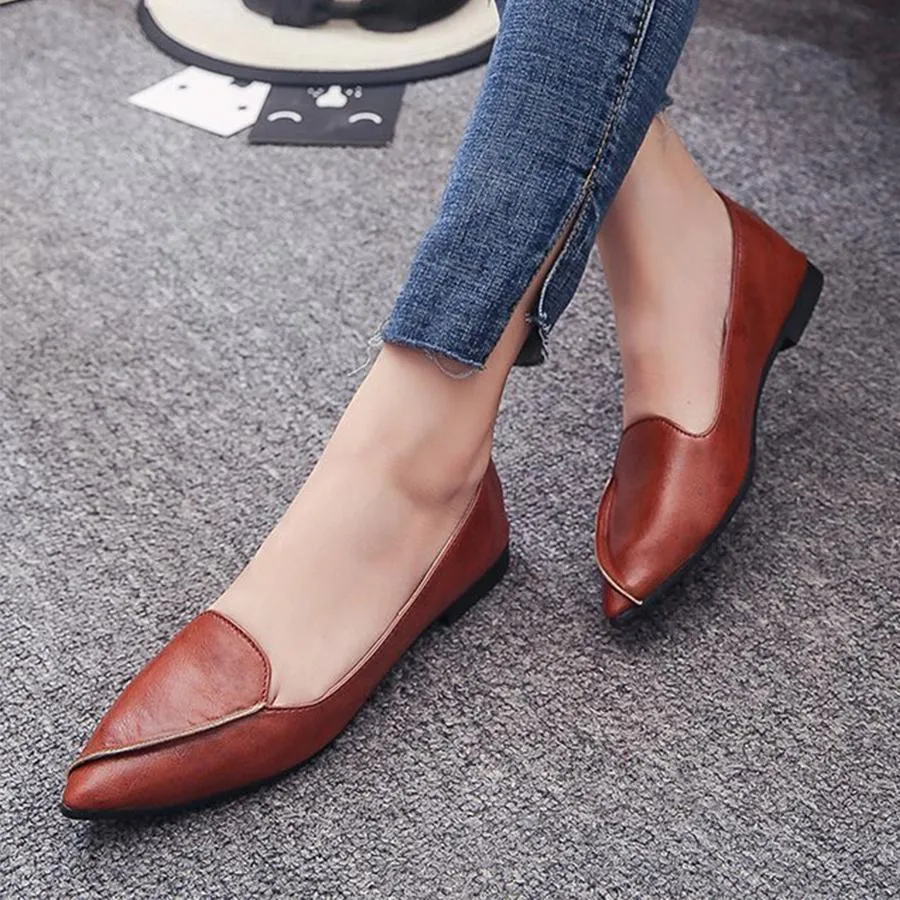 elveswallet Plain Flat Point Toe Date Comfort Flats