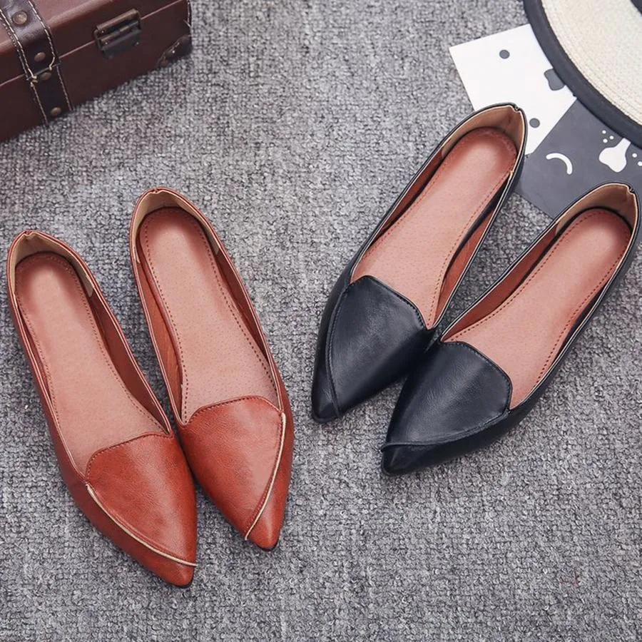 elveswallet Plain Flat Point Toe Date Comfort Flats