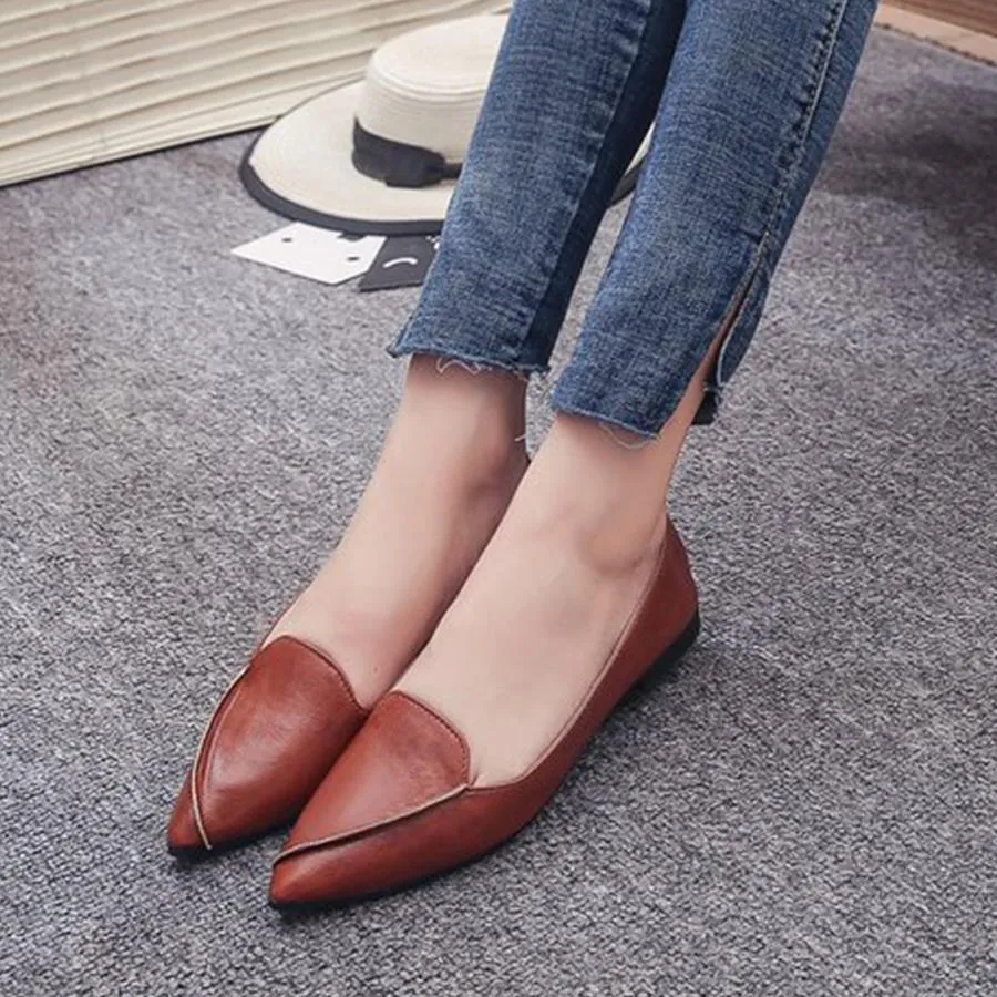 elveswallet Plain Flat Point Toe Date Comfort Flats