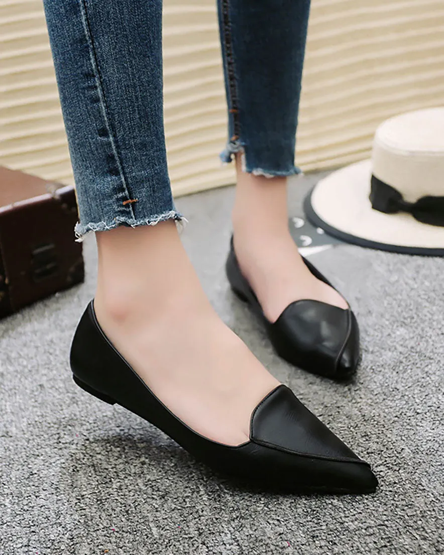 elveswallet Plain Flat Point Toe Date Comfort Flats