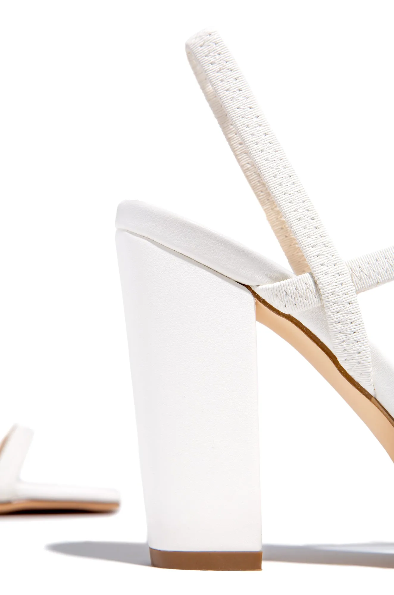 Emerie Slingback Block High Heels - White