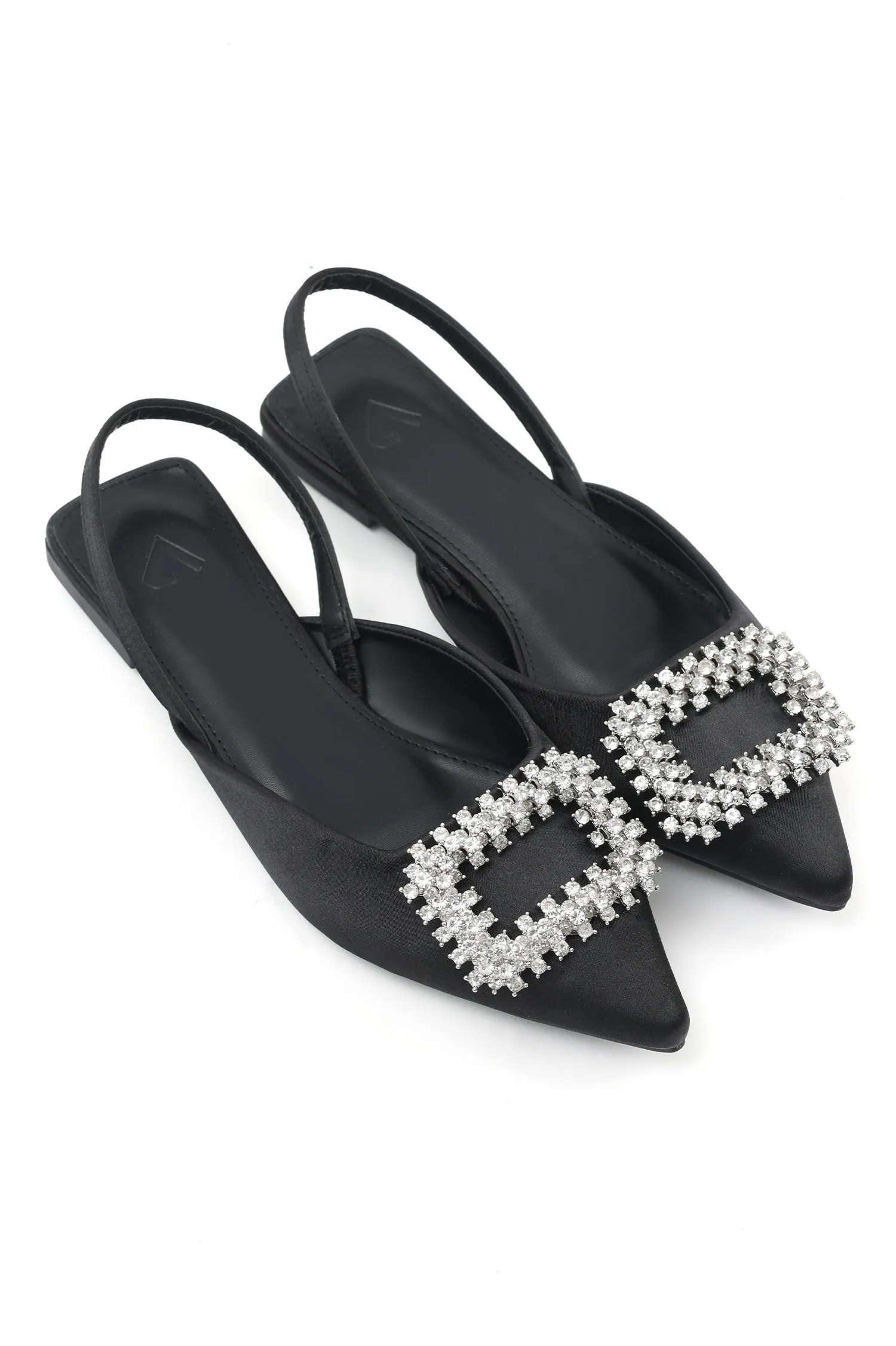 GEMSTONE SLINGBACK FLATS-BLACK