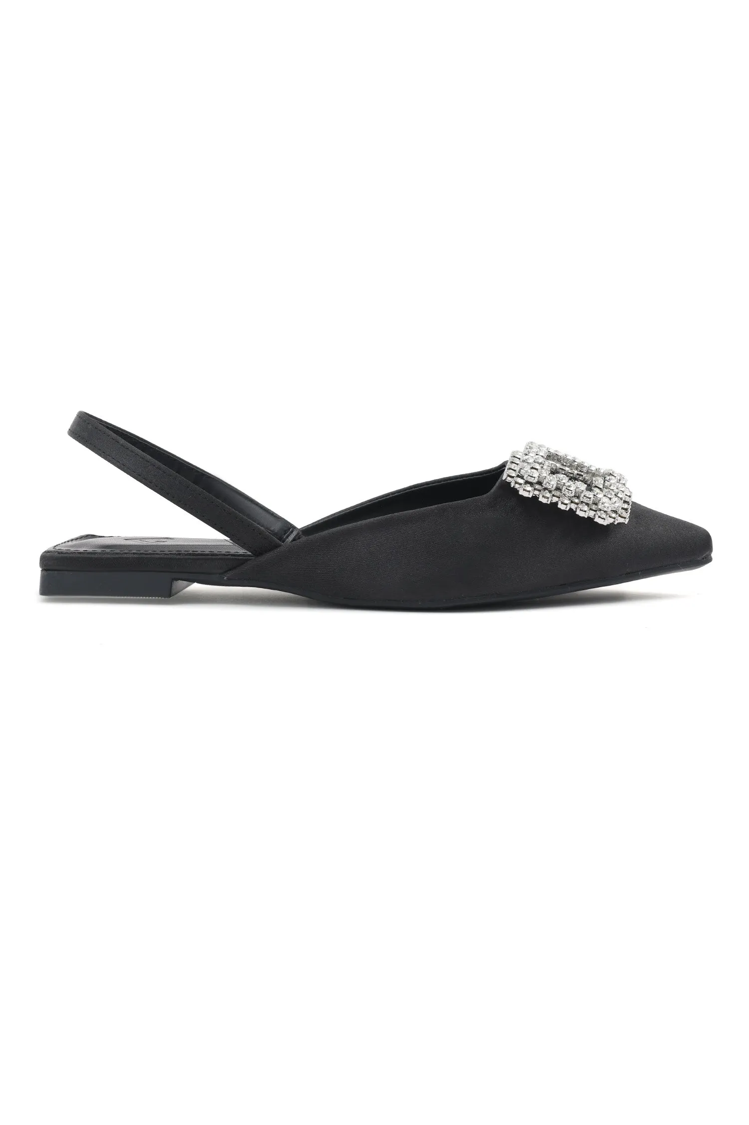 GEMSTONE SLINGBACK FLATS-BLACK