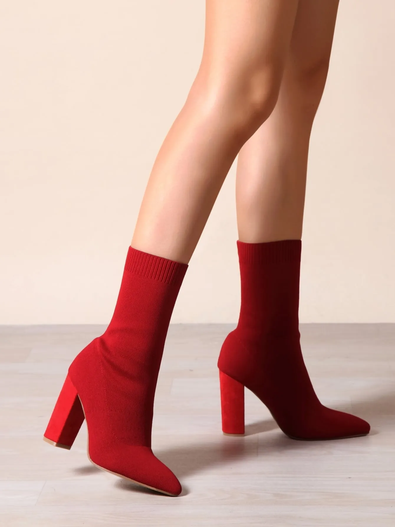 Heeled Slip On Sock Boots