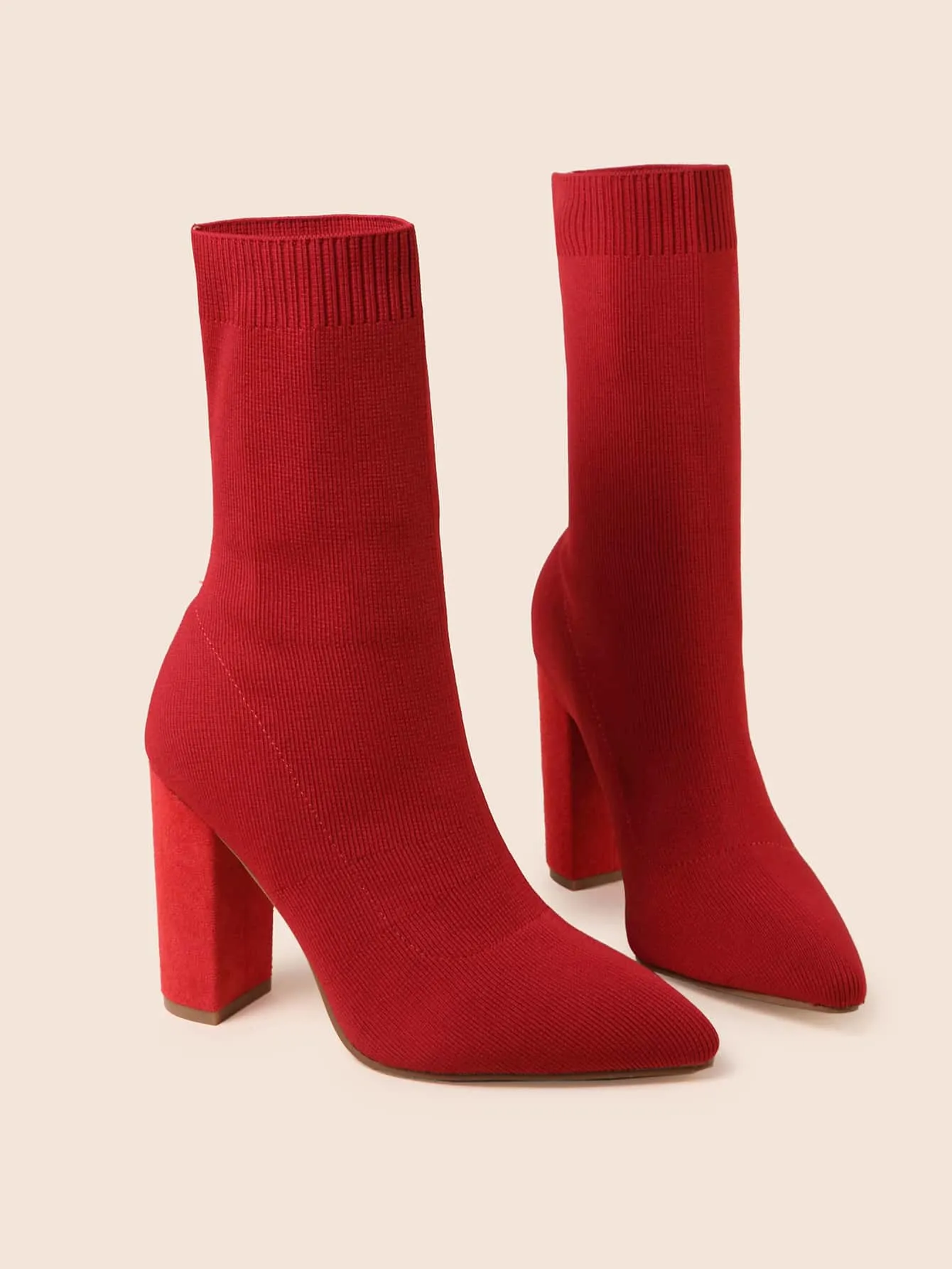 Heeled Slip On Sock Boots