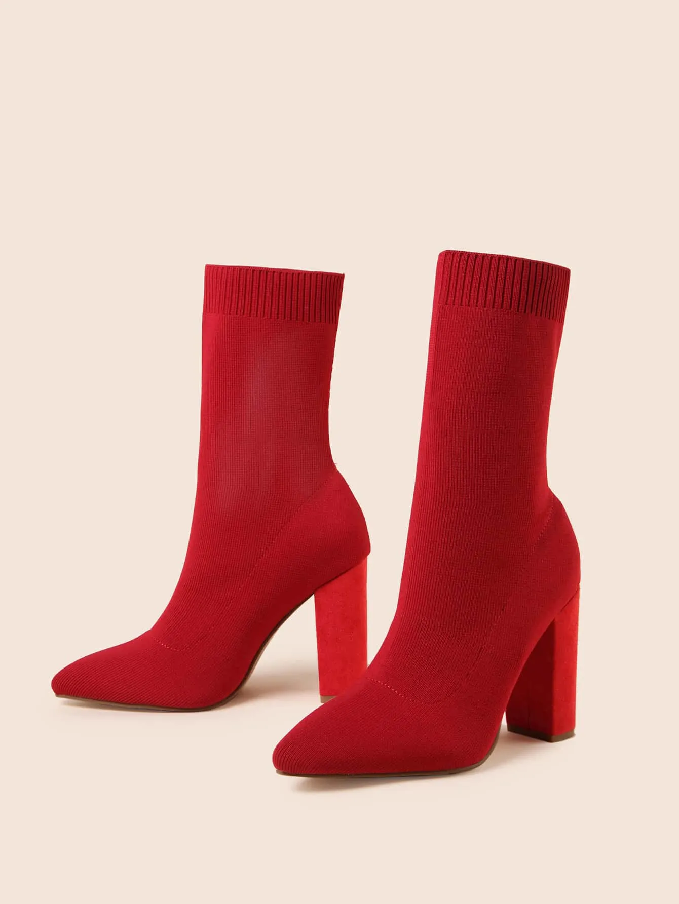 Heeled Slip On Sock Boots