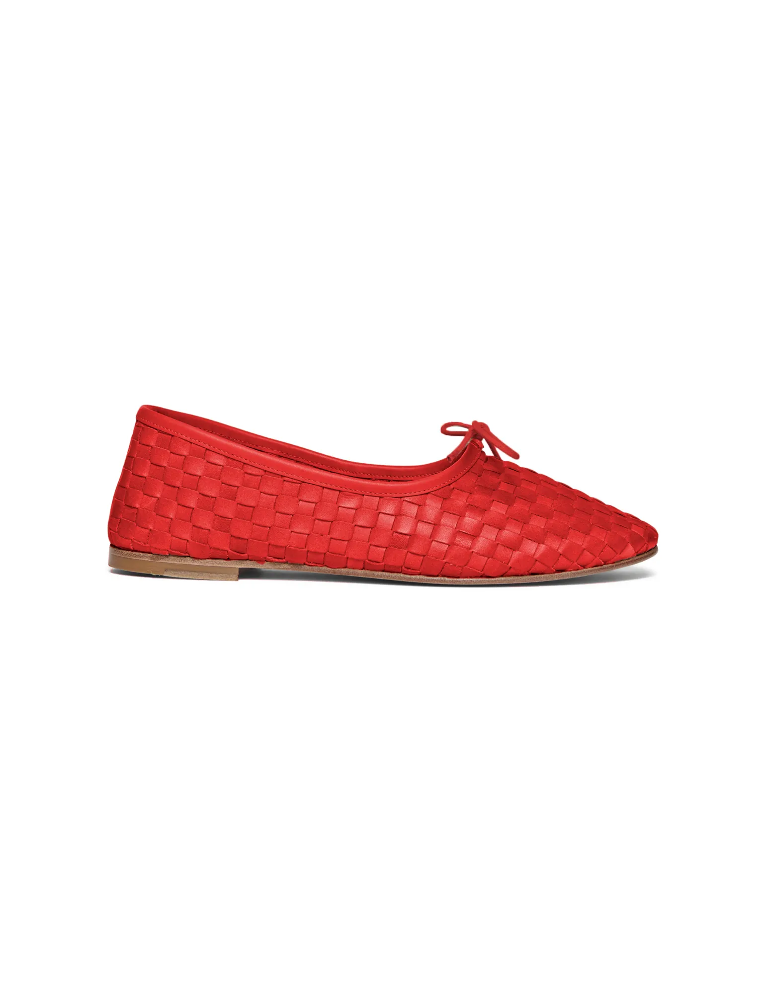 Jada Woven Leather Flats - Crimson