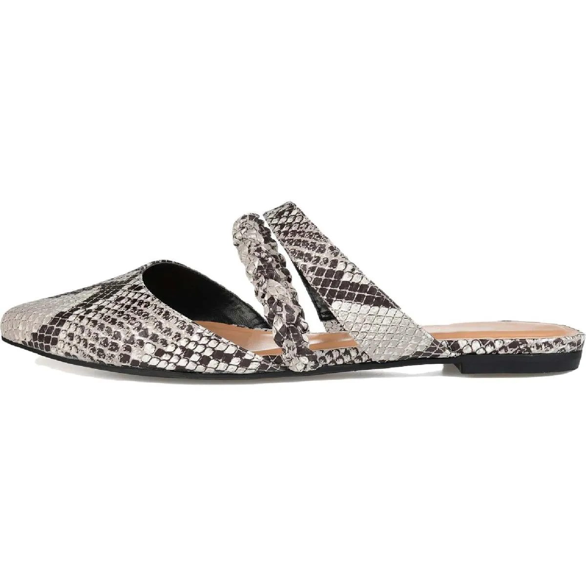 Journee Collection Womens Olivia Snake Print Strappy Pointed Toe Flats