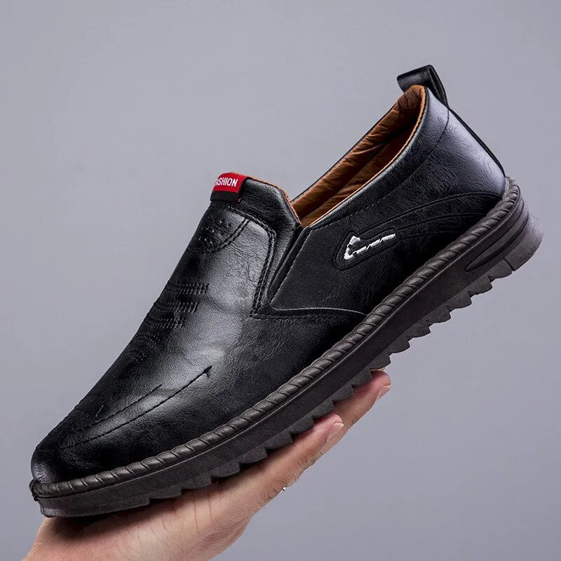 Leather   Casual   Slip-on