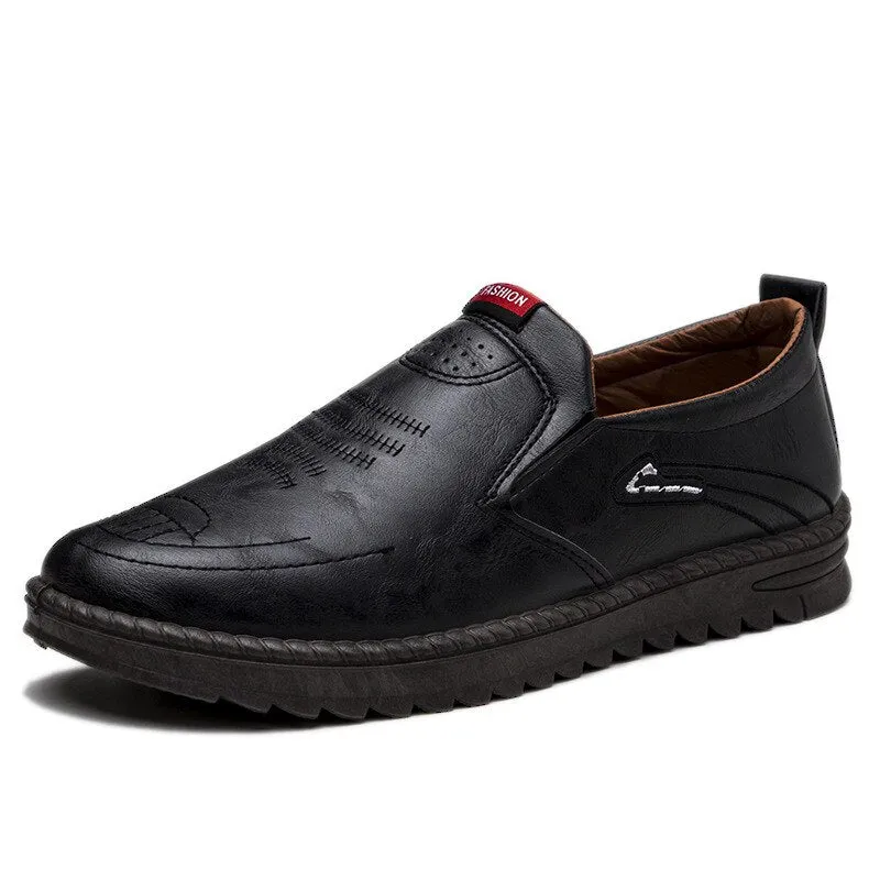 Leather   Casual   Slip-on